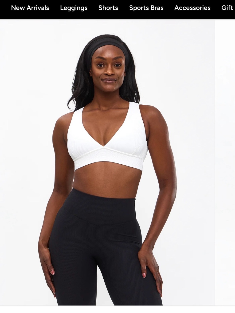 BuffBunny White Ribbed V-Neck Sports Bralette
